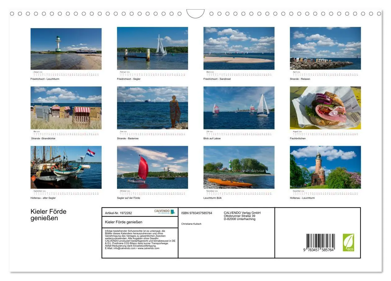Bild: 9783457585764 | Kieler Förde genießen (Wandkalender 2026 DIN A3 quer), CALVENDO...