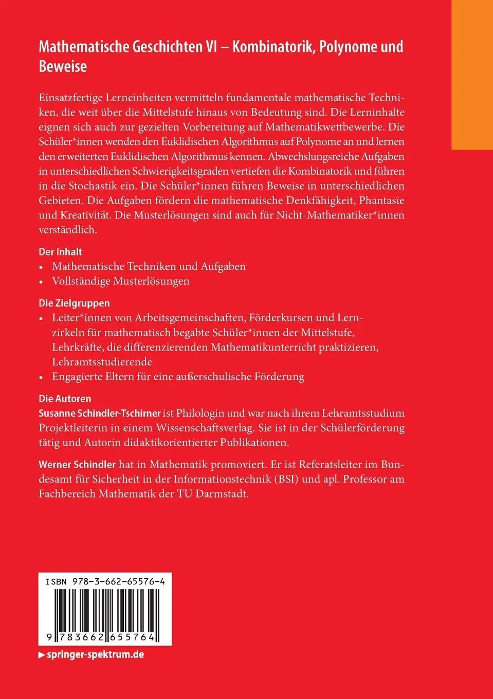 Rückseite: 9783662655764 | Mathematische Geschichten VI - Kombinatorik, Polynome und Beweise | x
