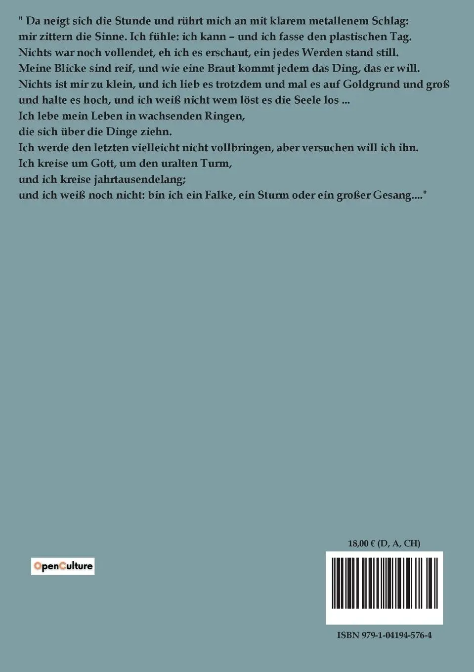 Rückseite: 9791041945764 | Das Stunden-Buch | Rainer Maria Rilke | Taschenbuch | 60 S. | Deutsch
