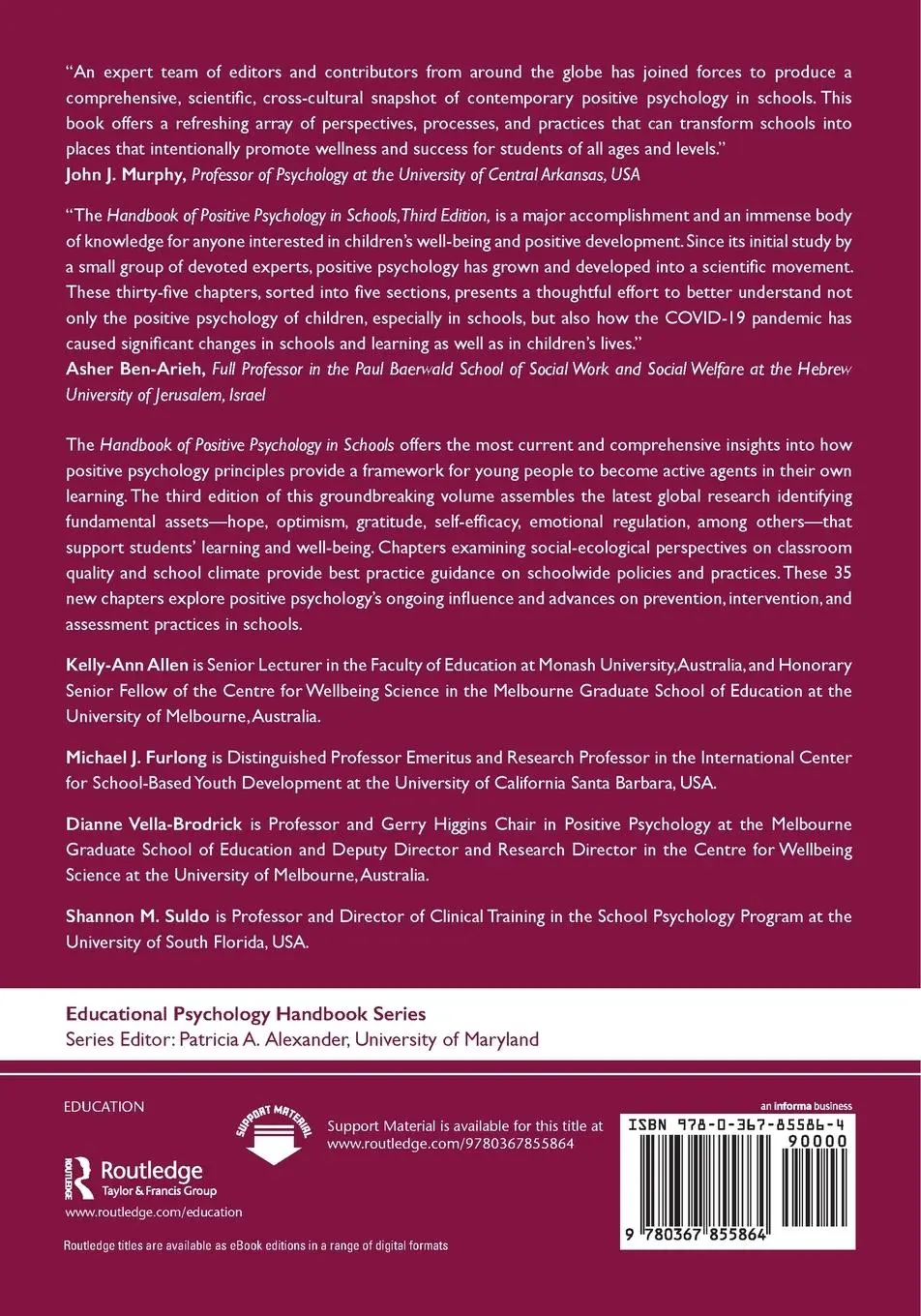 Rückseite: 9780367855864 | Handbook of Positive Psychology in Schools | Kelly-Ann Allen (u. a.)
