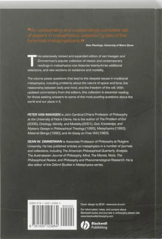 Rückseite: 9781405125864 | Metaphysics | The Big Questions | Peter van Inwagen (u. a.) | Buch