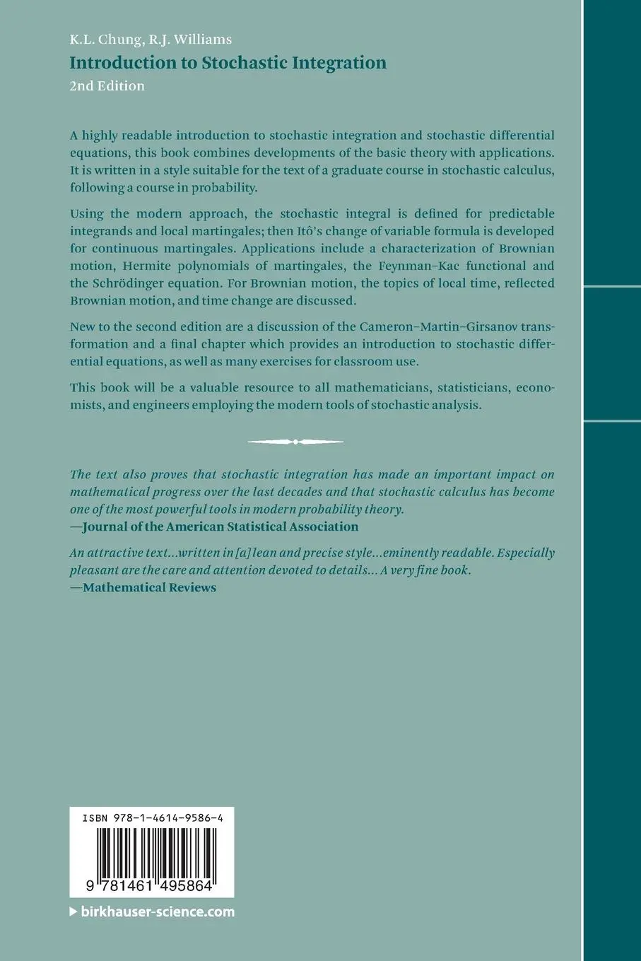 Rückseite: 9781461495864 | Introduction to Stochastic Integration | K. L. Chung (u. a.) | Buch