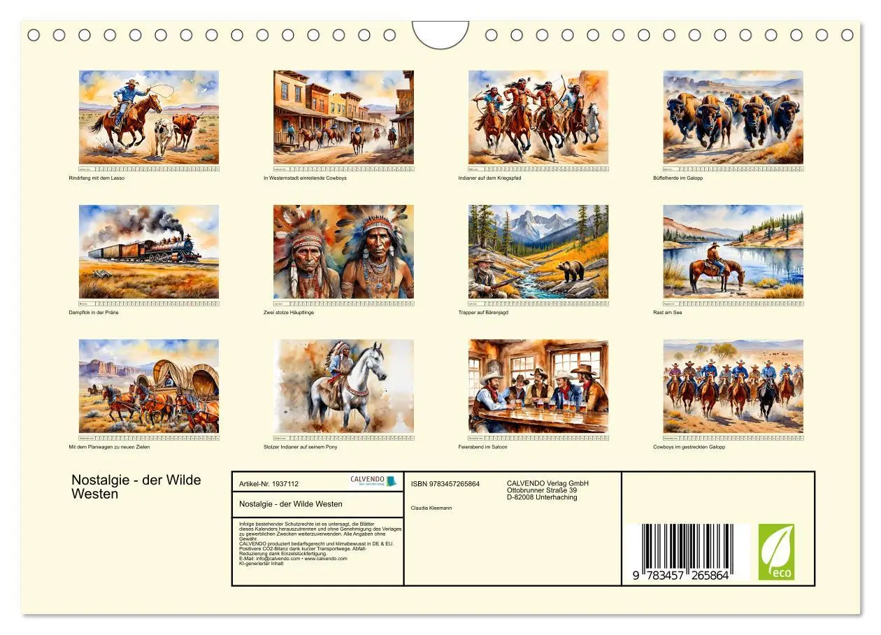 Bild: 9783457265864 | Nostalgie - der Wilde Westen (Wandkalender 2026 DIN A4 quer),...