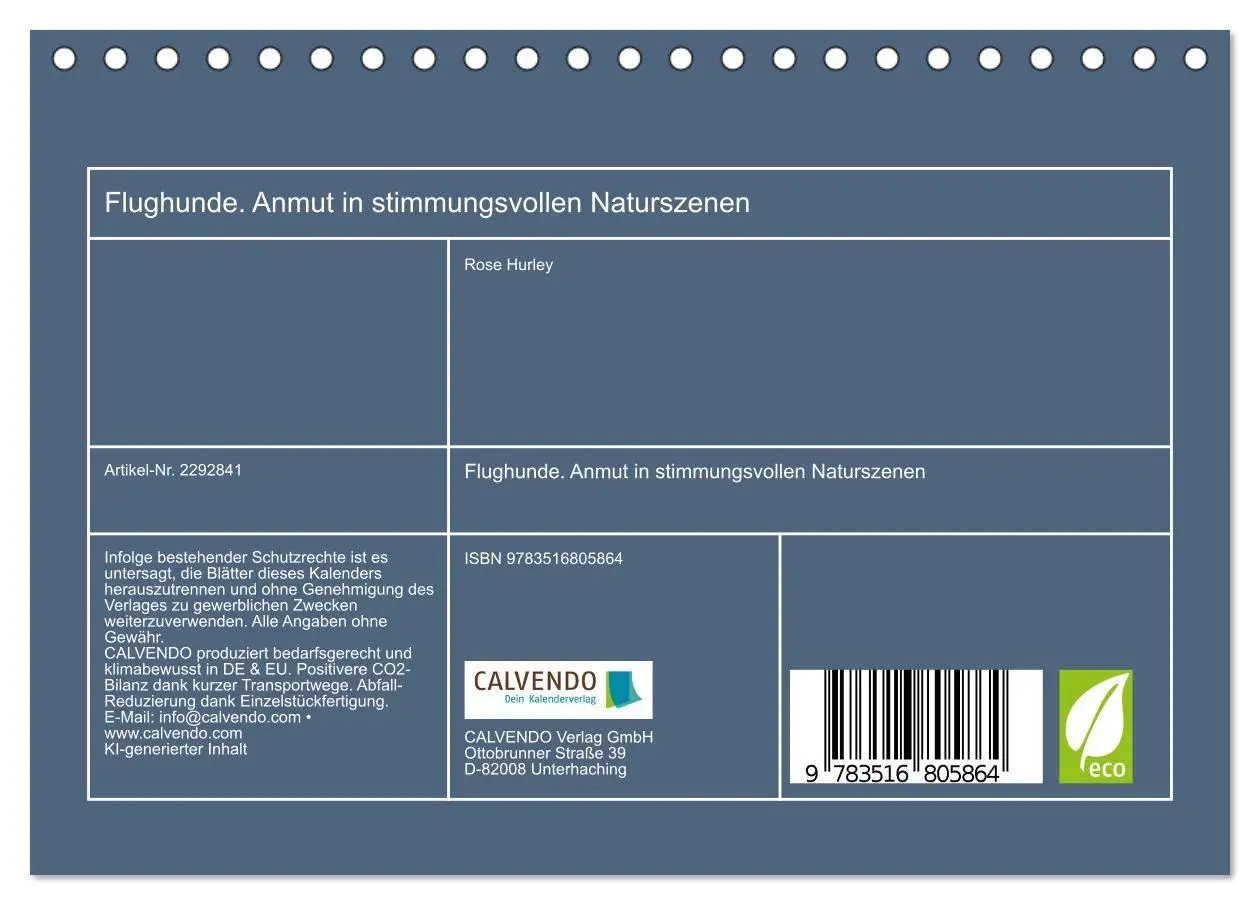 Bild: 9783516805864 | Flughunde. Anmut in stimmungsvollen Naturszenen (Tischkalender 2027...