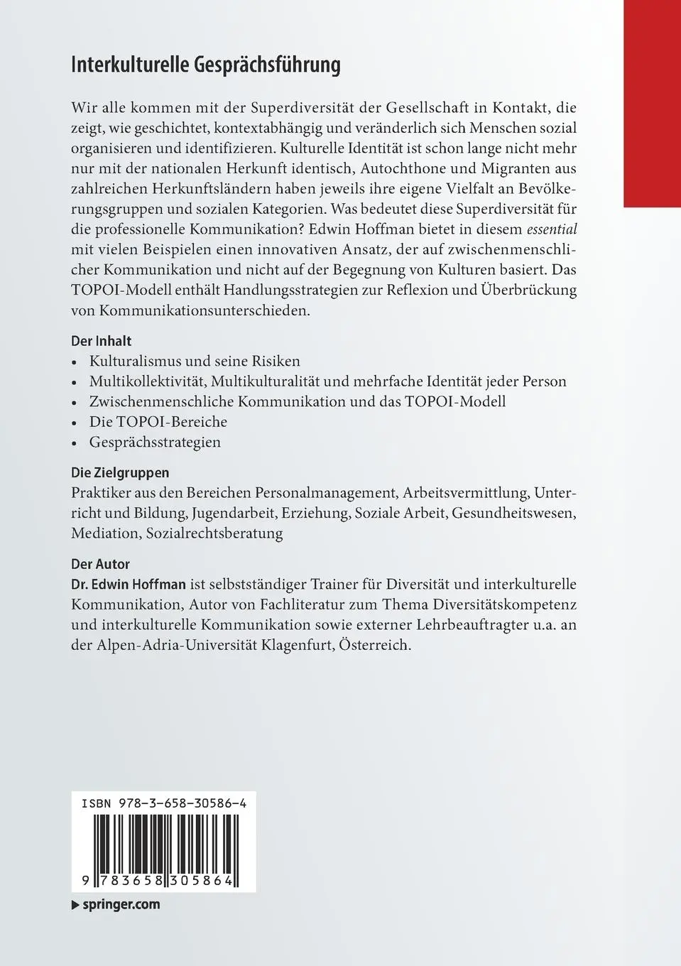 Rückseite: 9783658305864 | Interkulturelle Gesprächsführung | Edwin Hoffman | Taschenbuch | xi