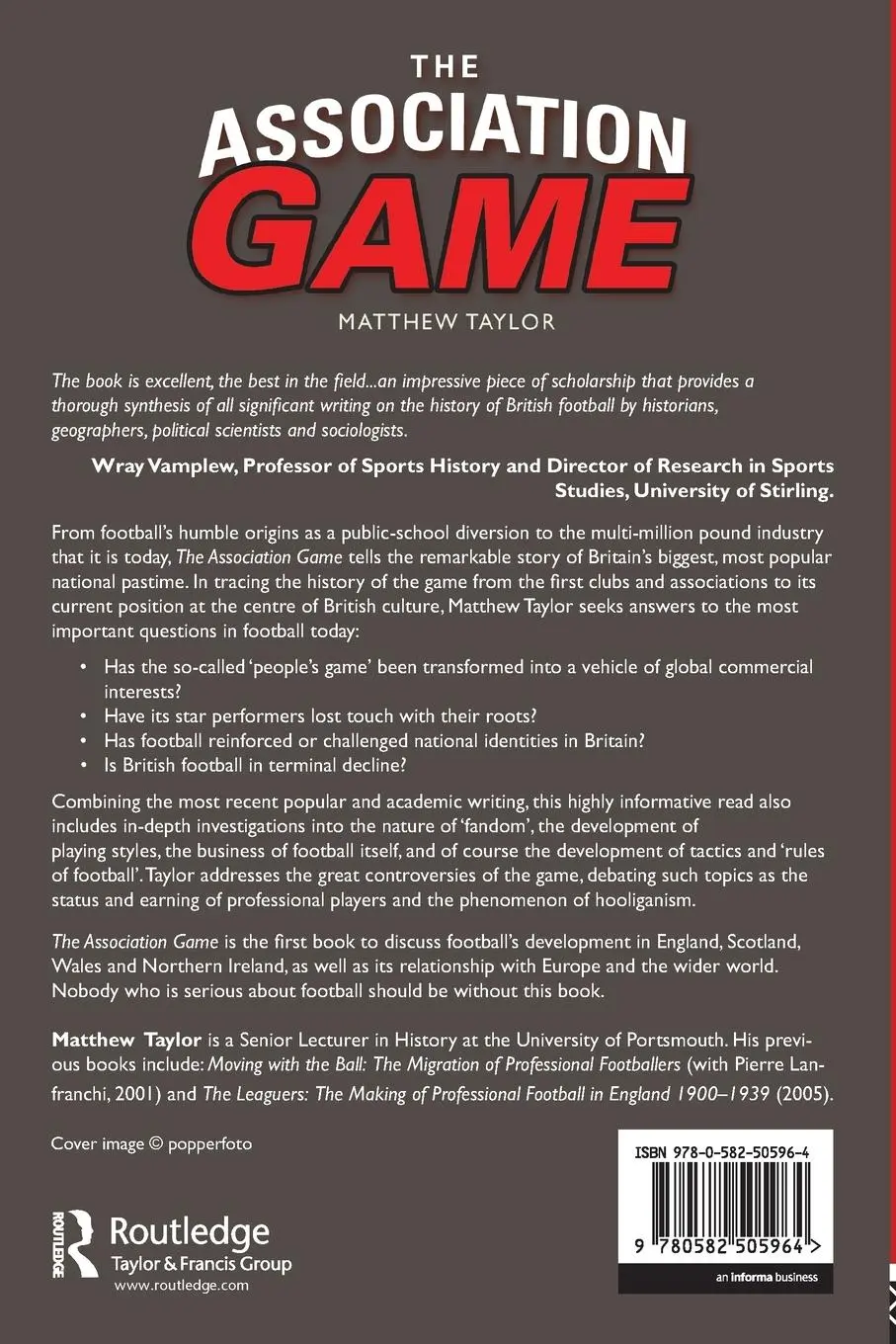 Rückseite: 9780582505964 | The Association Game | A History of British Football | Matthew Taylor