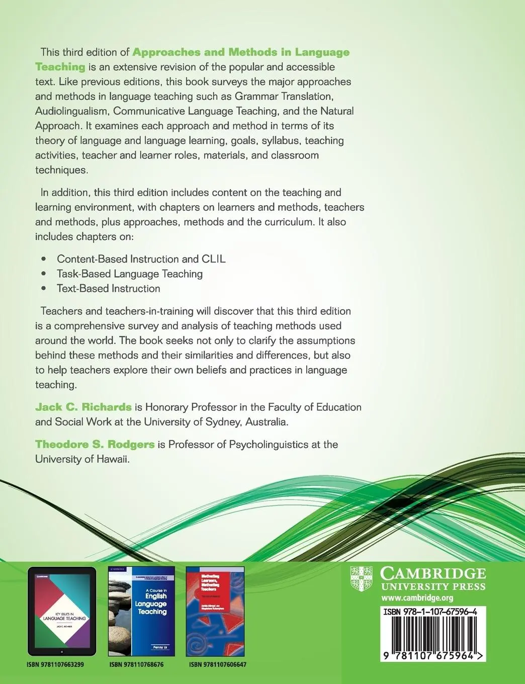 Rückseite: 9781107675964 | Approaches and Methods in Language Teaching | Jack C. Richards (u. a.)