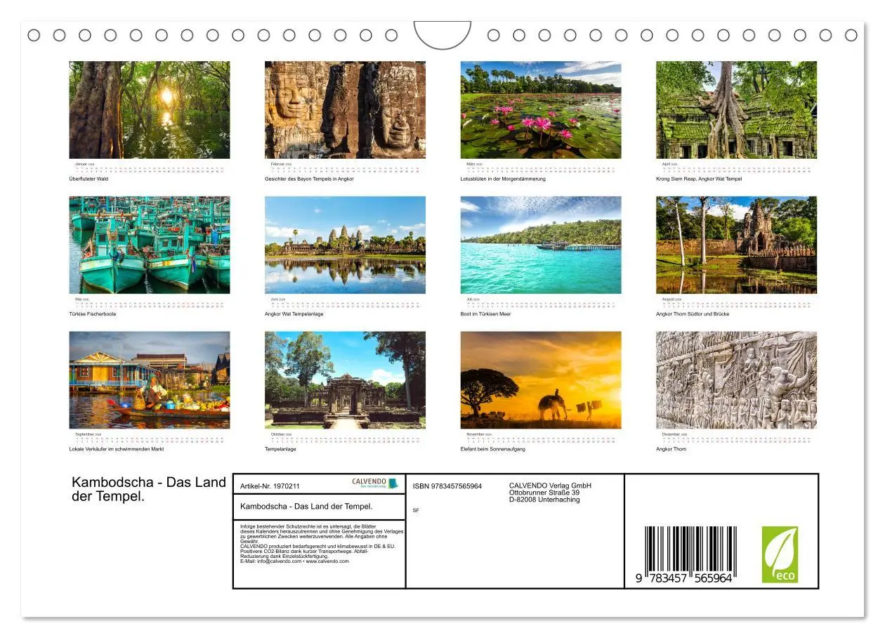 Bild: 9783457565964 | Kambodscha - Das Land der Tempel. (Wandkalender 2026 DIN A4 quer),...