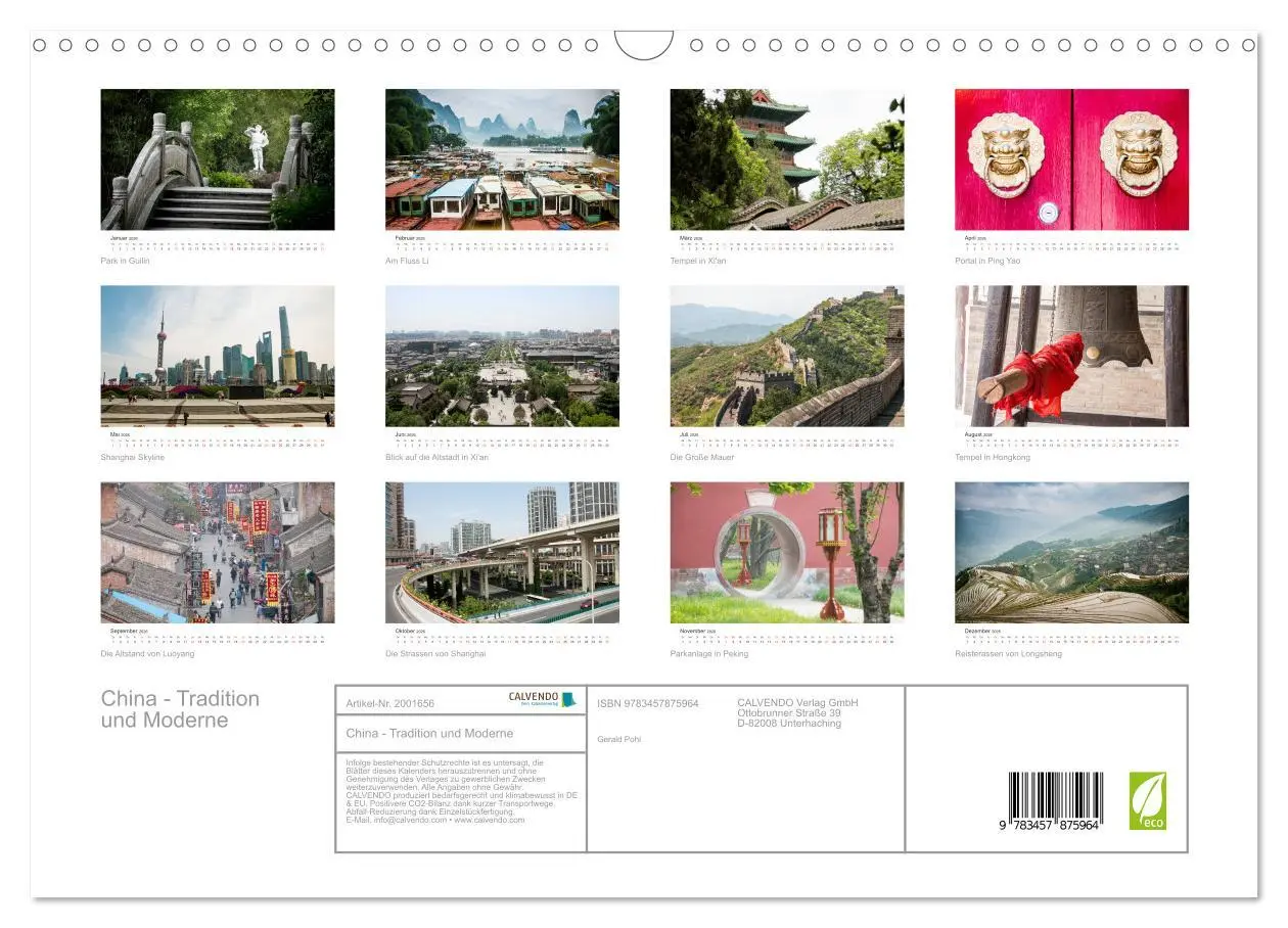 Bild: 9783457875964 | China - Tradition und Moderne (Wandkalender 2026 DIN A3 quer),...