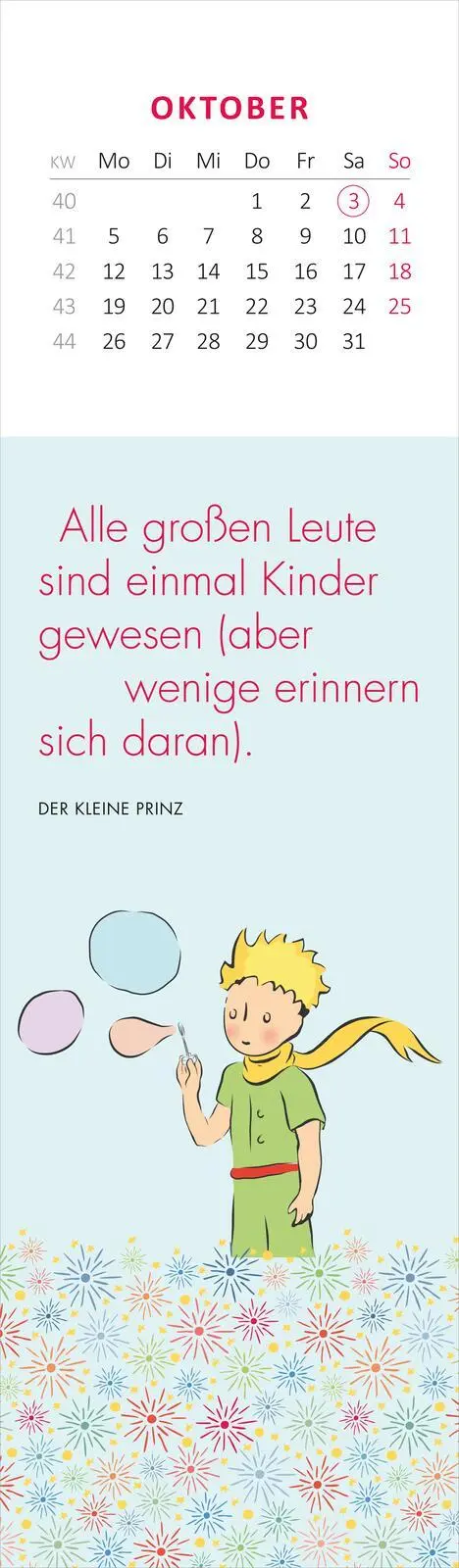 Bild: 4014489136064 | Lesezeichenkalender Der Kleine Prinz. Man sieht nur mit dem Herzen...