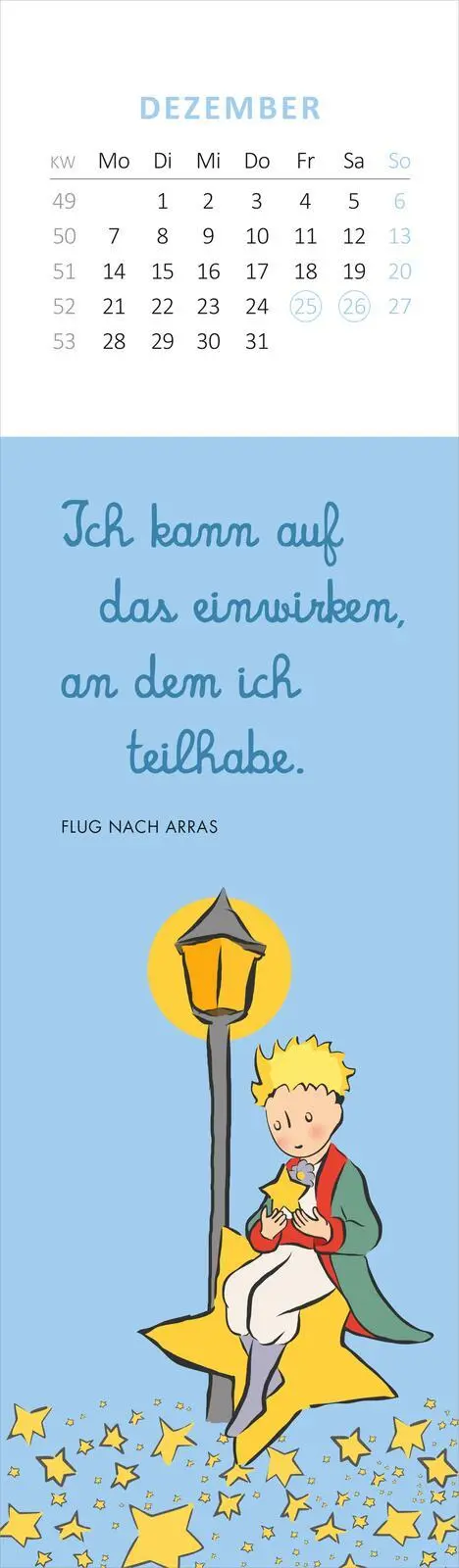 Bild: 4014489136064 | Lesezeichenkalender Der Kleine Prinz. Man sieht nur mit dem Herzen...