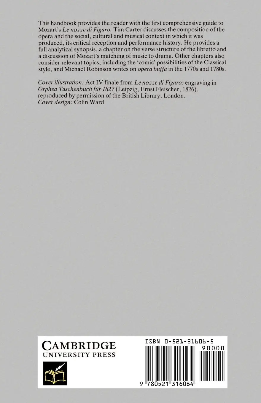 Rückseite: 9780521316064 | W.A. Mozart, Le Nozze Di Figaro | Tim Carter | Taschenbuch | Buch