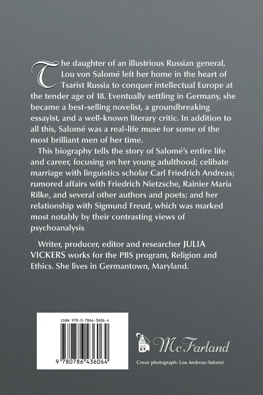 Rückseite: 9780786436064 | Lou von Salome | Julia Vickers | Taschenbuch | Paperback | Englisch