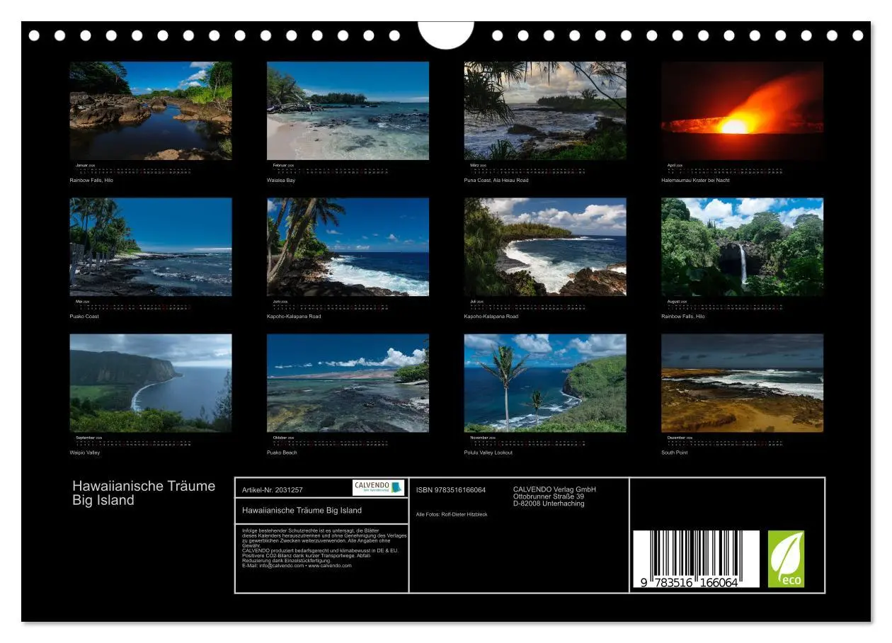 Bild: 9783516166064 | Hawaiianische Träume Big Island (Wandkalender 2026 DIN A4 quer),...