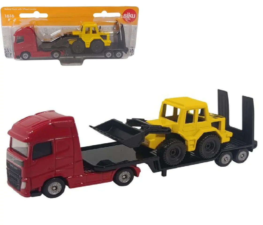 Cover: 4006874116164 | Siku 1616 - Volvo Tieflader mit Radlader rot/gelb, 155x36x46mm | Volvo