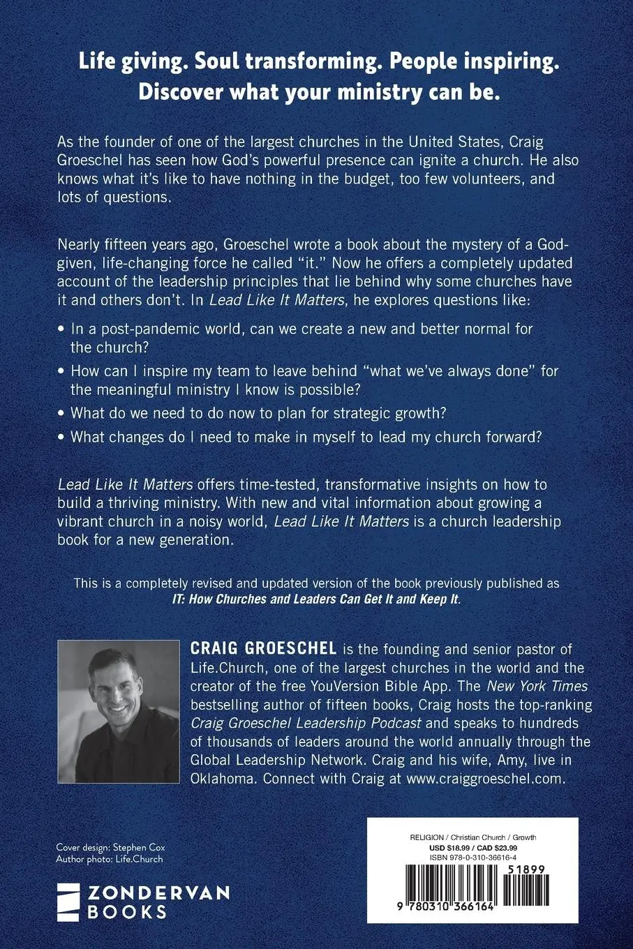 Rückseite: 9780310366164 | Lead Like It Matters | 7 Leadership Principles for a Church That Lasts