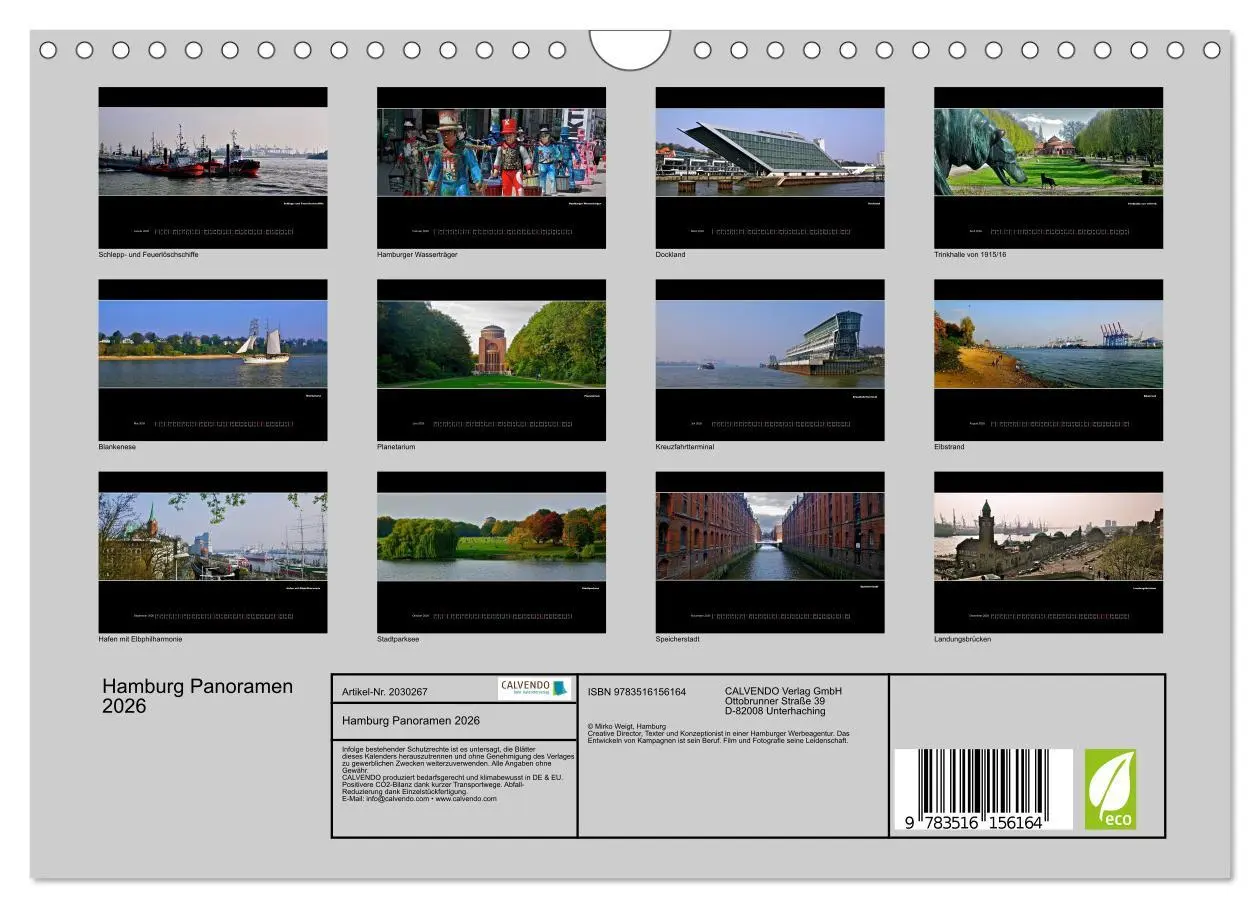 Bild: 9783516156164 | Hamburg Panoramen 2026 (Wandkalender 2026 DIN A4 quer), CALVENDO...
