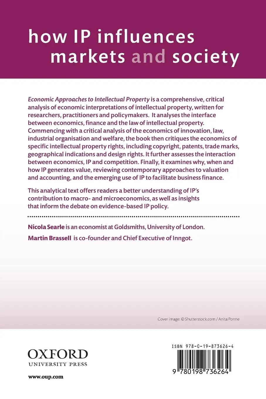 Rückseite: 9780198736264 | Economic Approaches to Intellectual Property | Nicola Searle | Buch