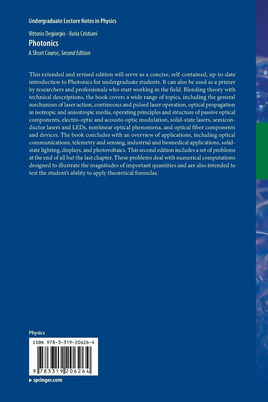 Rückseite: 9783319206264 | Photonics | A Short Course | Ilaria Cristiani (u. a.) | Taschenbuch