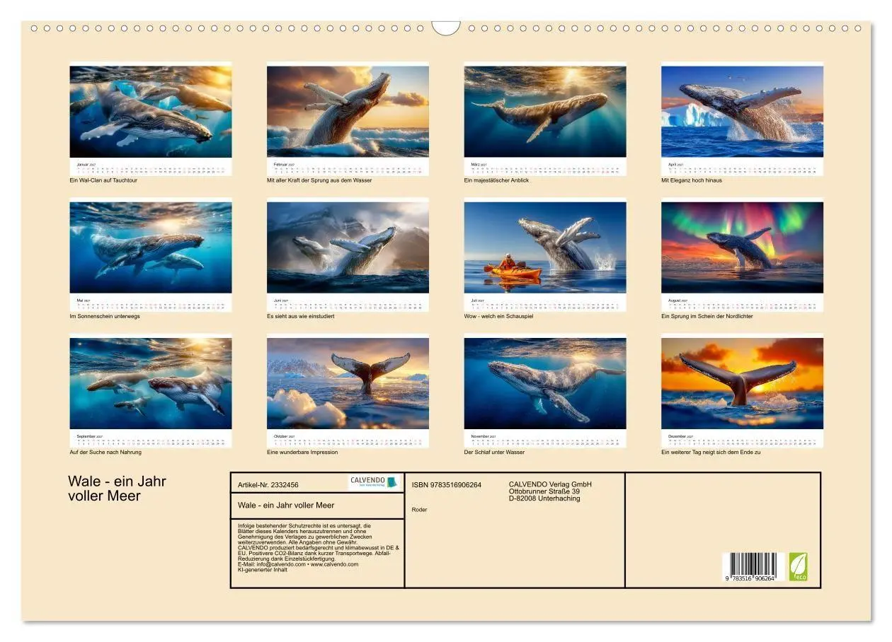 Bild: 9783516906264 | Wale - ein Jahr voller Meer (Wandkalender 2027 DIN A2 quer),...