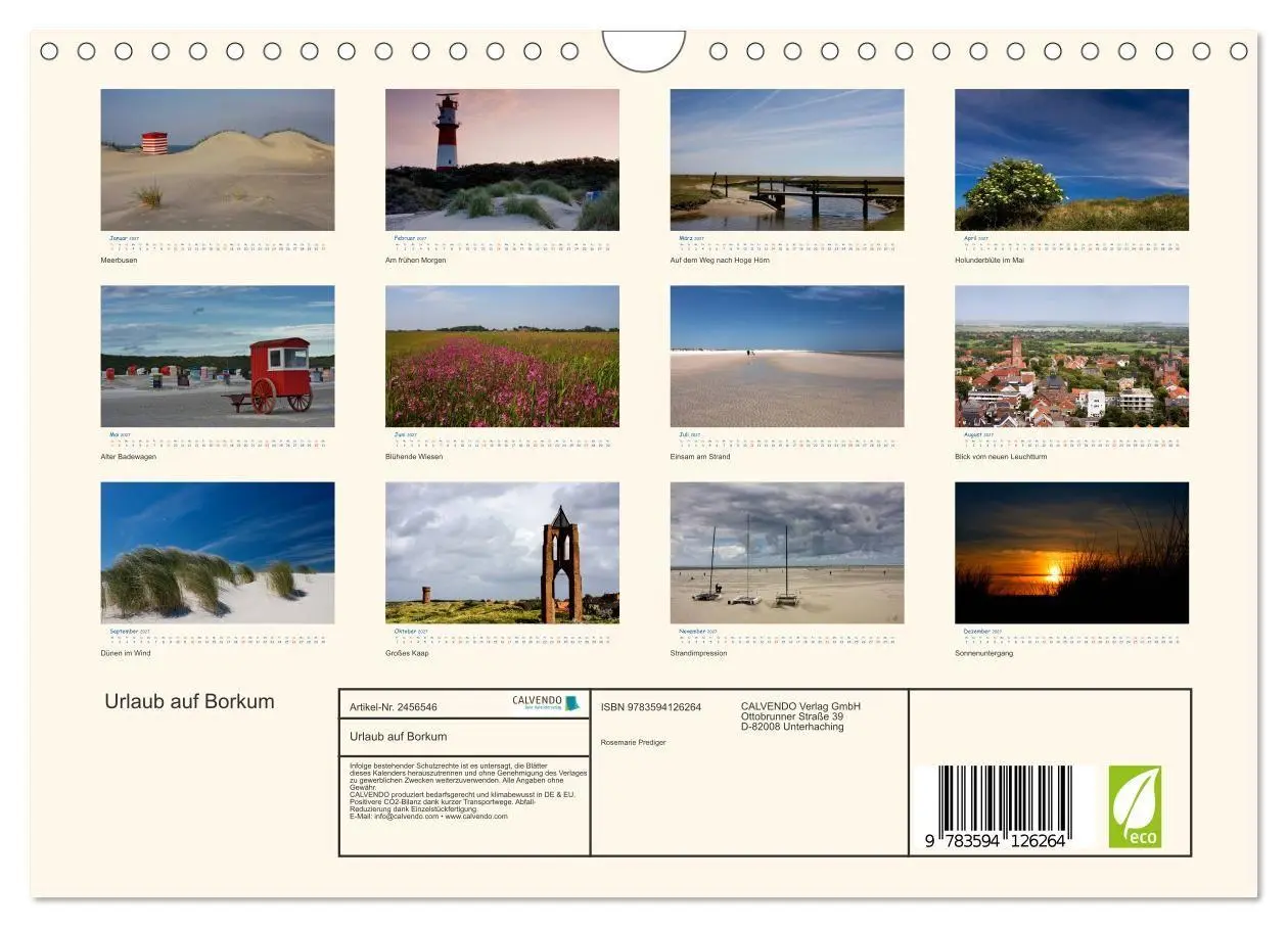 Bild: 9783594126264 | Urlaub auf Borkum (Wandkalender 2027 DIN A4 quer), CALVENDO...