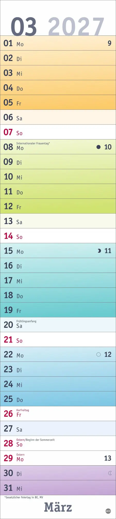 Bild: 9783756416264 | Bunte Wochen Langplaner 2027 | Heye | Kalender | Spiralbindung | 13 S.