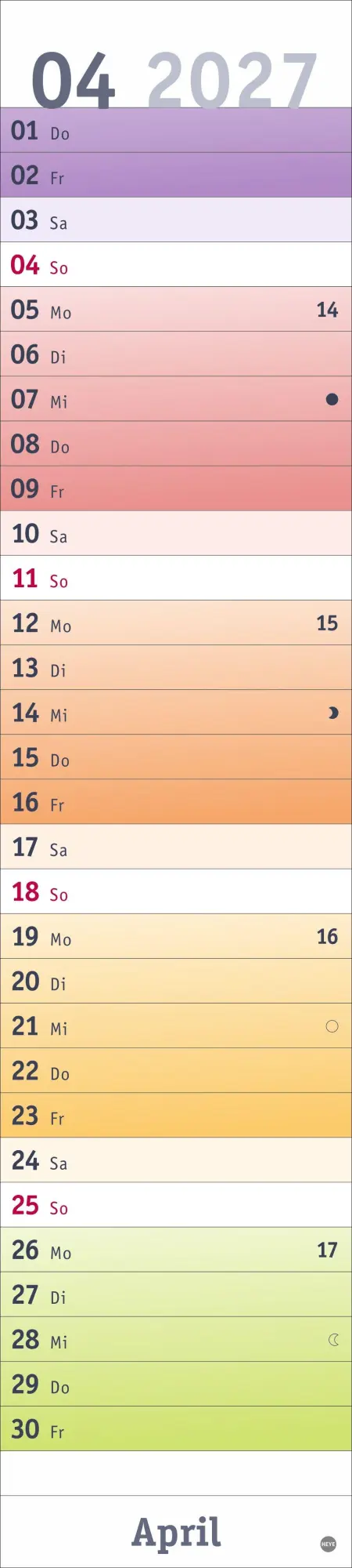 Bild: 9783756416264 | Bunte Wochen Langplaner 2027 | Heye | Kalender | Spiralbindung | 13 S.