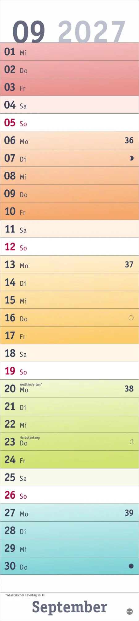 Bild: 9783756416264 | Bunte Wochen Langplaner 2027 | Heye | Kalender | Spiralbindung | 13 S.