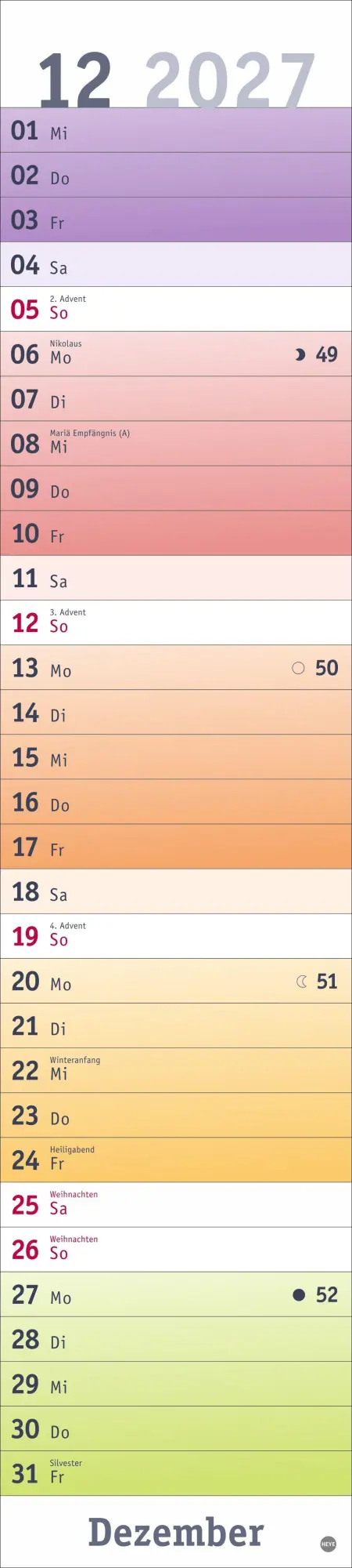 Bild: 9783756416264 | Bunte Wochen Langplaner 2027 | Heye | Kalender | Spiralbindung | 13 S.