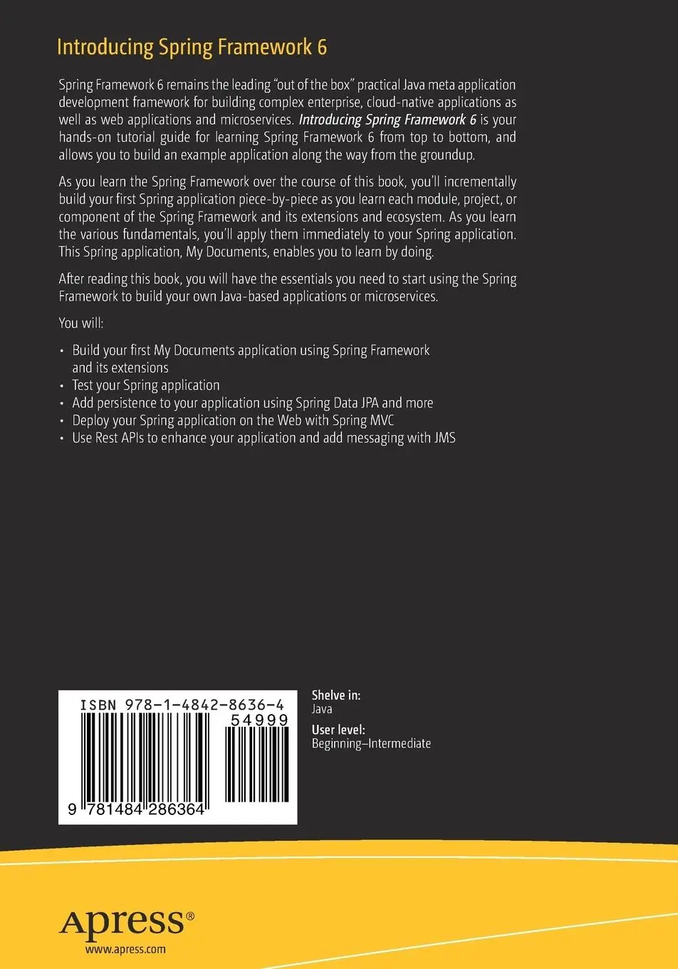Rückseite: 9781484286364 | Introducing Spring Framework 6 | Joseph B. Ottinger (u. a.) | Buch