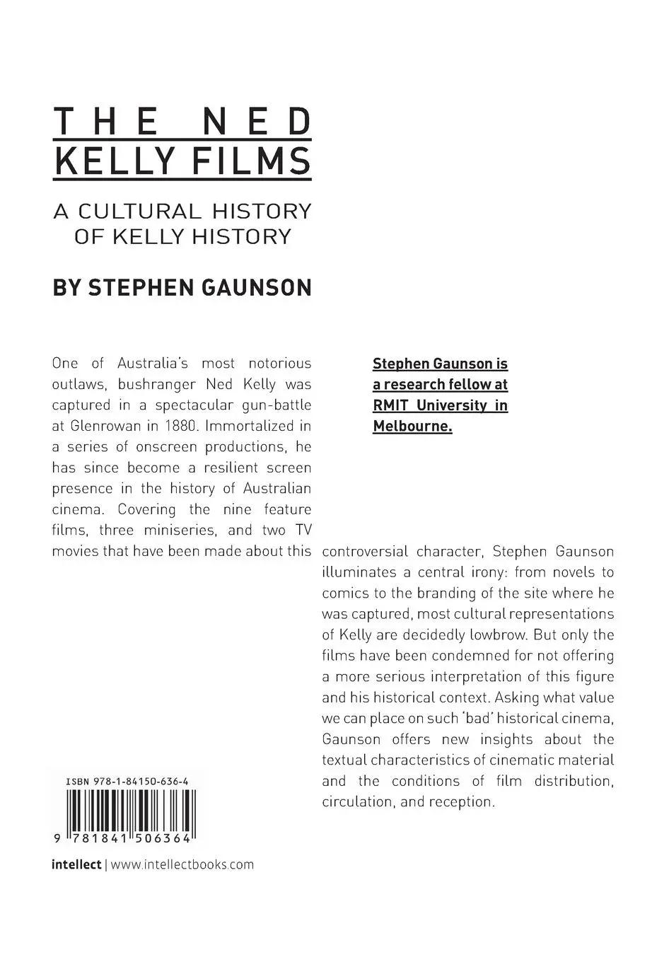 Rückseite: 9781841506364 | The Ned Kelly Films | A Cultural History of Kelly History | Gaunson