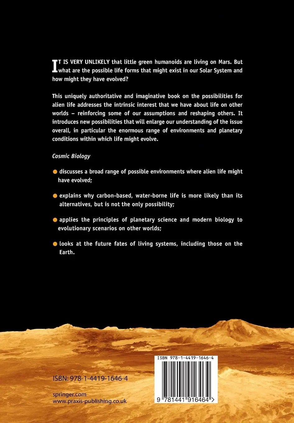 Rückseite: 9781441916464 | Cosmic Biology | How Life Could Evolve on Other Worlds | Irwin (u. a.)