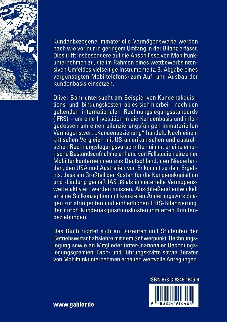 Rückseite: 9783834916464 | Bilanzierung von Kundenbeziehungen nach IFRS | Oliver Bohr | Buch