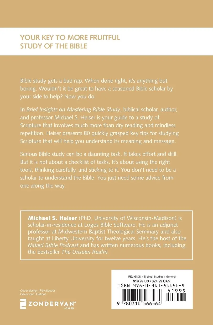 Rückseite: 9780310566564 | Brief Insights on Mastering Bible Study Softcover | Michael S. Heiser