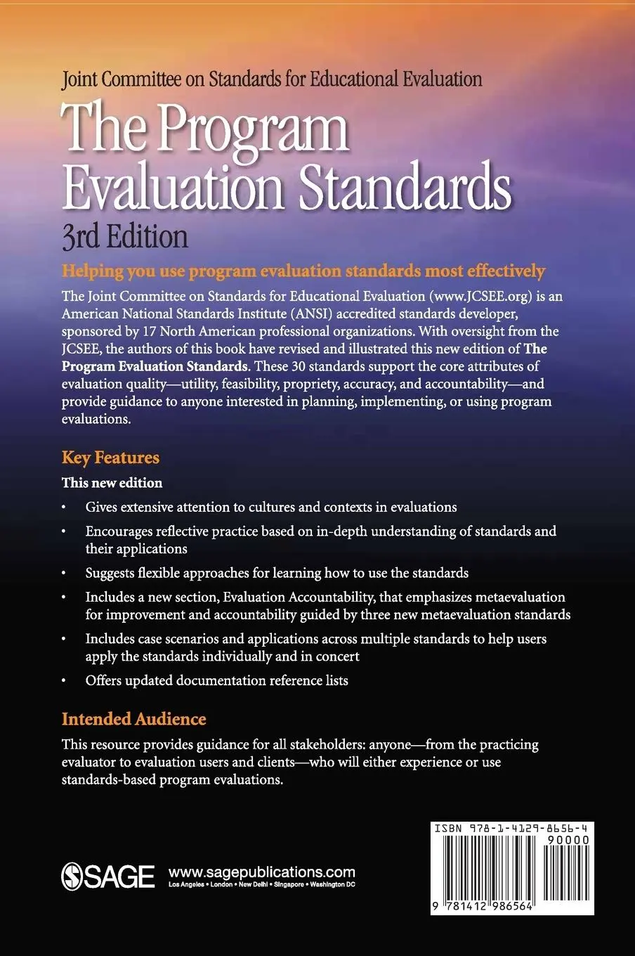 Rückseite: 9781412986564 | The Program Evaluation Standards | Donald B. Yarbrough (u. a.) | Buch