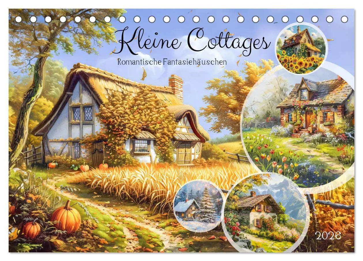 Cover: 9783457406564 | Kleine Cottages - Romantische Fantasiehäuschen (Tischkalender 2026...