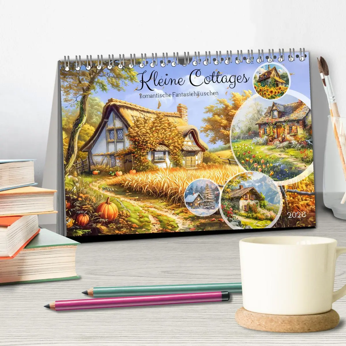 Bild: 9783457406564 | Kleine Cottages - Romantische Fantasiehäuschen (Tischkalender 2026...