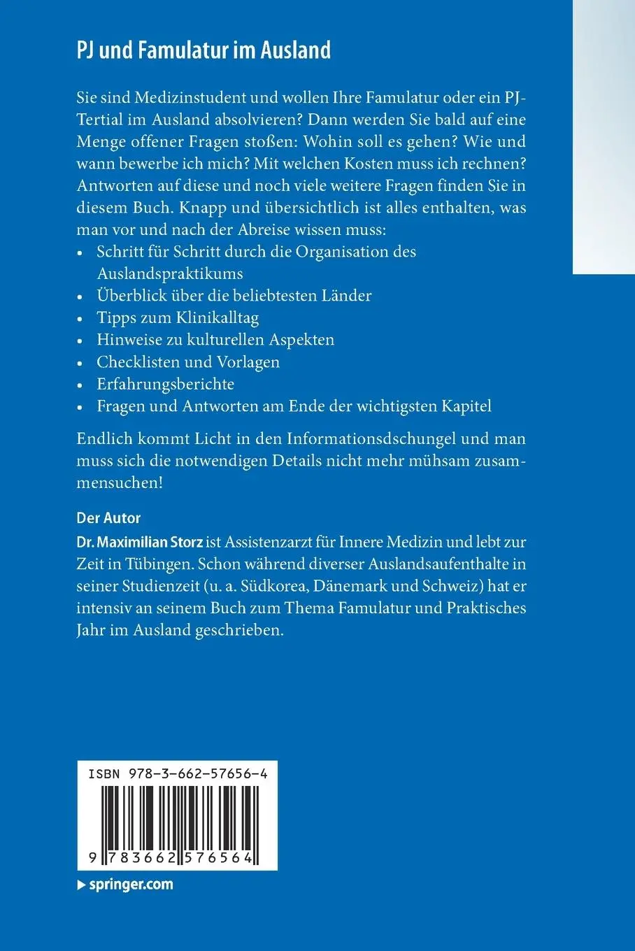 Rückseite: 9783662576564 | PJ und Famulatur im Ausland | Maximilian Storz | Taschenbuch | xxiv
