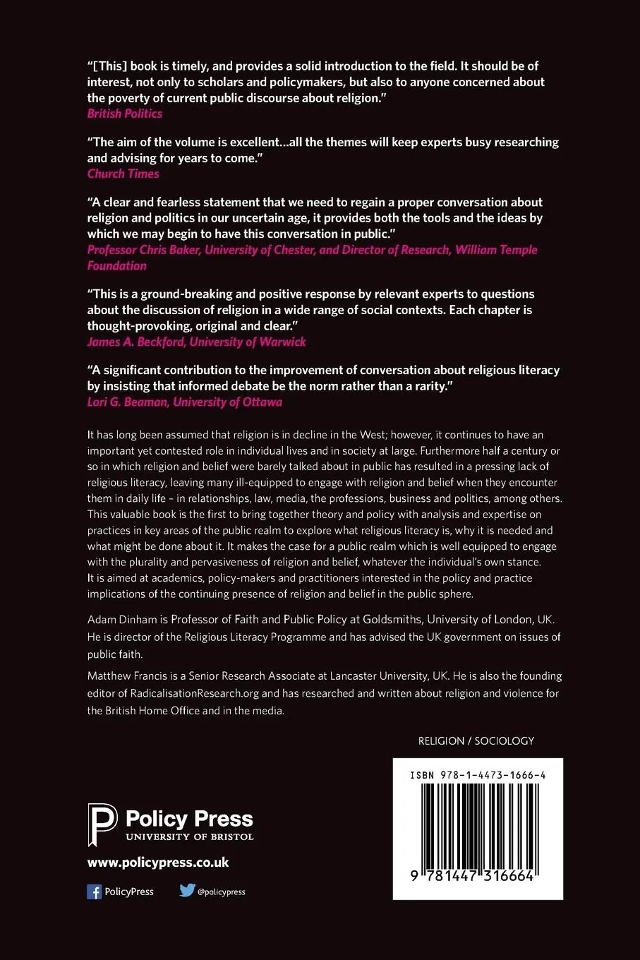 Rückseite: 9781447316664 | Religious literacy in policy and practice | Adam Dinham (u. a.) | Buch