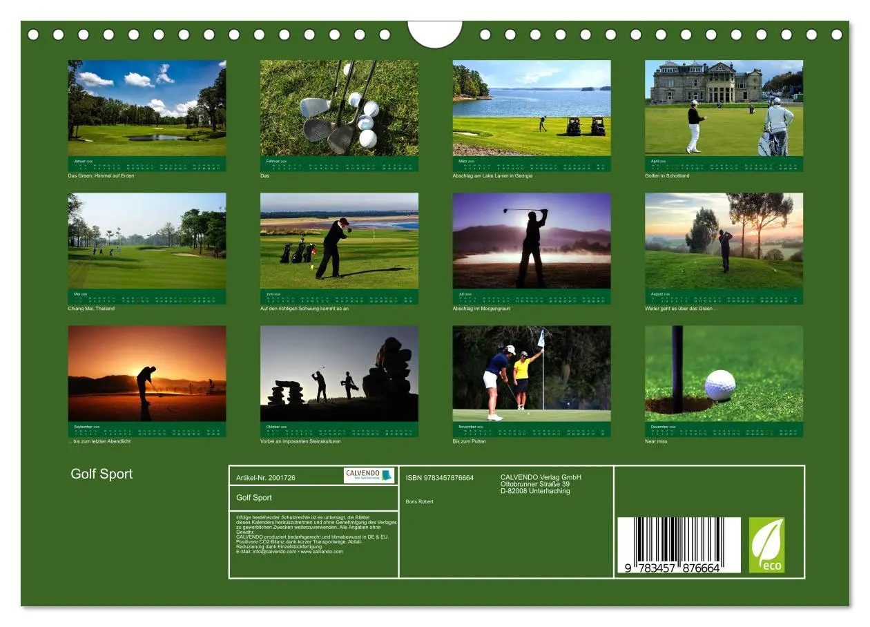 Bild: 9783457876664 | Golf Sport (Wandkalender 2026 DIN A4 quer), CALVENDO Monatskalender