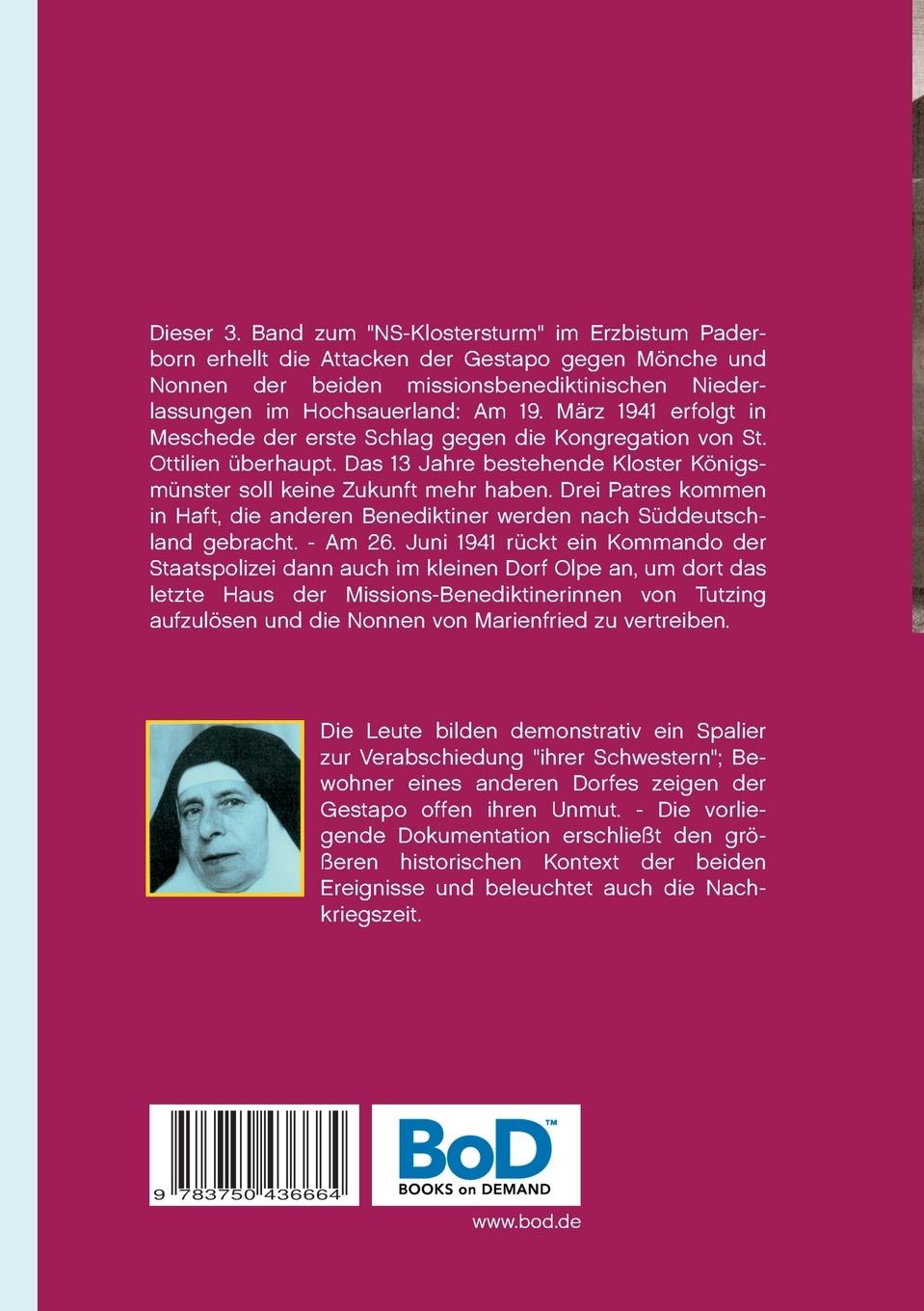 Rückseite: 9783750436664 | Gestapo-Klostersturm im Hochsauerland | M. Sigram Sauer (u. a.) | Buch
