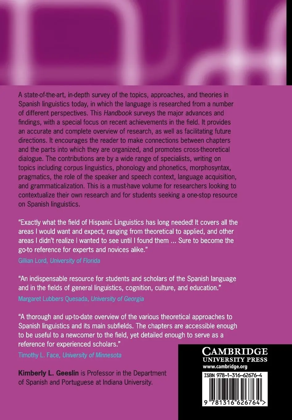 Rückseite: 9781316626764 | The Cambridge Handbook of Spanish Linguistics | Kimberly L. Geeslin