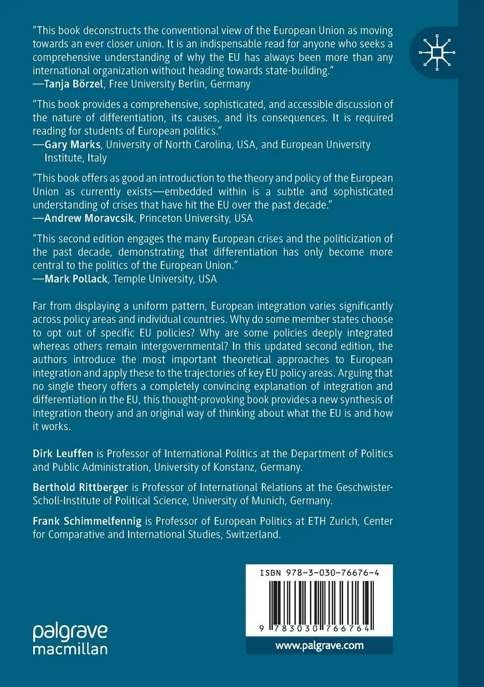 Rückseite: 9783030766764 | Integration and Differentiation in the European Union | Taschenbuch