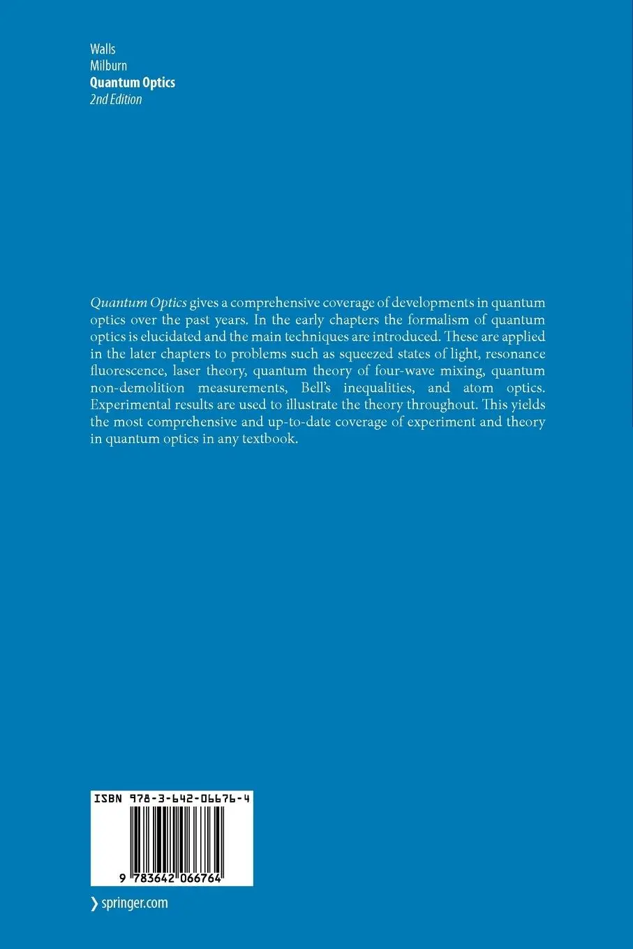 Rückseite: 9783642066764 | Quantum Optics | Gerard J. Milburn (u. a.) | Taschenbuch | xii | 2010