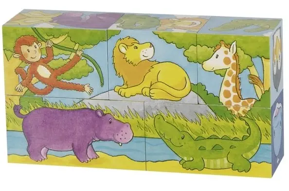 Cover: 4013594576864 | Goki 57686 - Würfelpuzzle Safari und Arktis, 5-teilig, Holz | Puzzle