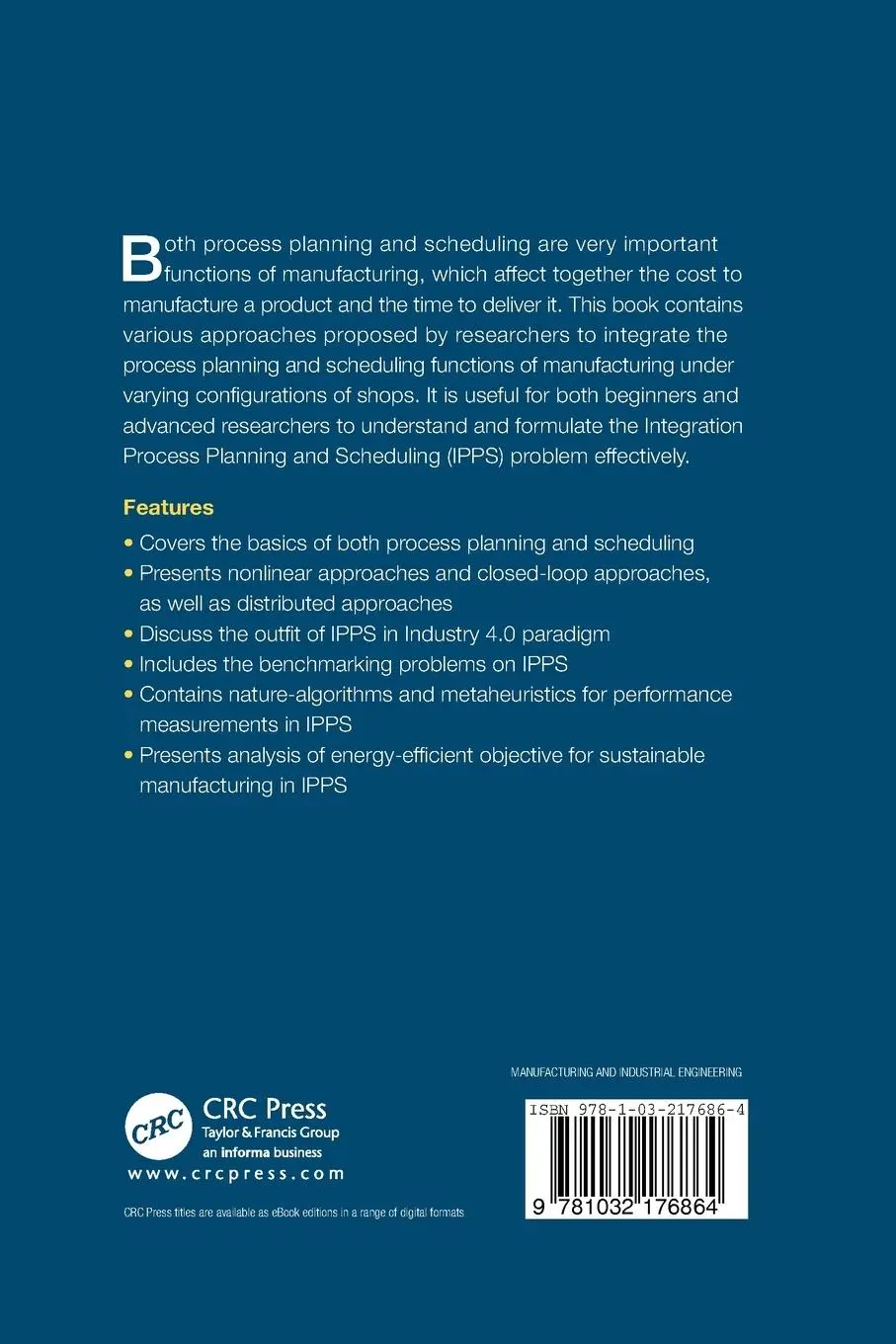 Rückseite: 9781032176864 | Integration of Process Planning and Scheduling | Phanden (u. a.)