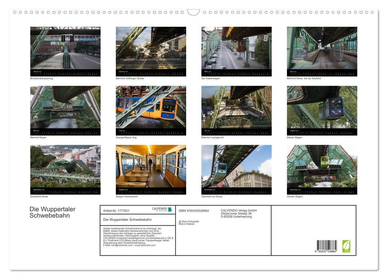 Bild: 9783435526864 | Die Wuppertaler Schwebebahn (Wandkalender 2025 DIN A2 quer),...