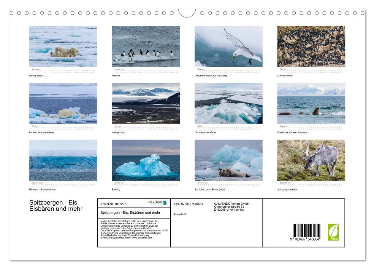 Bild: 9783457546864 | Spitzbergen - Eis, Eisbären und mehr (Wandkalender 2026 DIN A3...