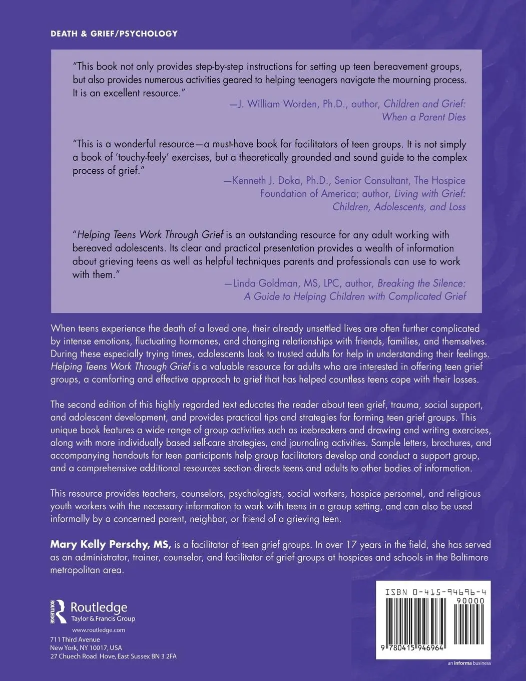 Rückseite: 9780415946964 | Helping Teens Work Through Grief | Mary Kelly Perschy | Taschenbuch