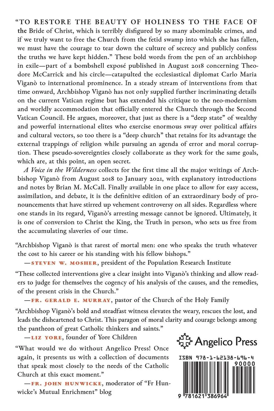 Rückseite: 9781621386964 | A Voice in the Wilderness | Archbishop Carlo Maria Viganò | Buch